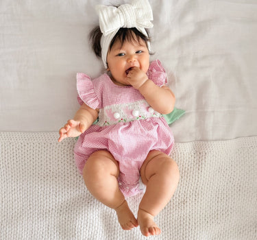 Easter Gingham Pink Romper