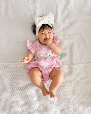 Easter Gingham Pink Romper