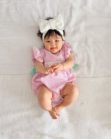 Easter Gingham Pink Romper