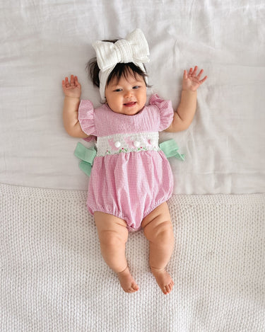 Easter Gingham Pink Romper