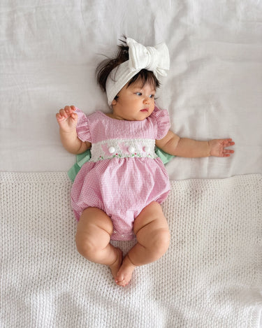 Easter Gingham Pink Romper