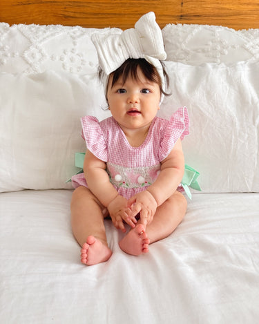 Easter Gingham Pink Romper