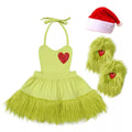 Baby Girl's Christmas Grinchmas Costume Baby Girls Faux Fur Tulle Tutu Dress and Socks Christmas Suit 0-8 Yrs