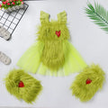 Baby Girl's Christmas Grinchmas Costume Baby Girls Faux Fur Tulle Tutu Dress and Socks Christmas Suit 0-24 Months