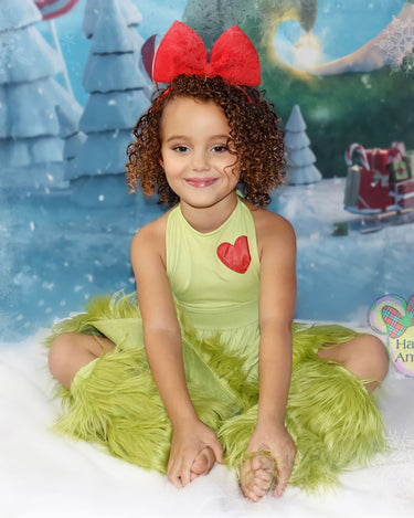 Baby Girl's Christmas Grinchmas Costume Baby Girls Faux Fur Tulle Tutu Dress and Socks Christmas Suit 0-8 Yrs