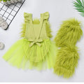 Baby Girl's Christmas Grinchmas Costume Baby Girls Faux Fur Tulle Tutu Dress and Socks Christmas Suit 0-24 Months