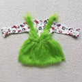 Grinch Baby Toddler Boy Girl Fuzzy Cartoon Outfits Suspenders Skirt Overalls Christmas Unique Girl Boy Clothes Christmas Gifts Photography