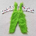 Grinch Baby Toddler Boy Girl Fuzzy Cartoon Outfits Suspenders Skirt Overalls Christmas Unique Girl Boy Clothes Christmas Gifts Photography