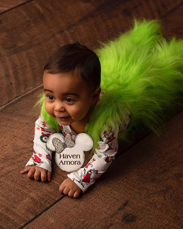 Grinch Baby Toddler Boy Girl Fuzzy Cartoon Outfits Suspenders Skirt Overalls Christmas Unique Girl Boy Clothes Christmas Gifts Photography