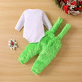 Grinchmas Baby Boys Girls 0-24M Infant Baby Christmas Clothes Set Letter Print Long Sleeve Romper + Fur Plush Suspender Pants/Skirts