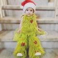 Baby Girl's Christmas Grinchmas Costume Baby Girls Faux Fur Tulle Tutu Dress and Socks Christmas Suit 0-24 Months