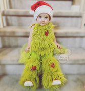 Baby Girl's Christmas Grinchmas Costume Baby Girls Faux Fur Tulle Tutu Dress and Socks Christmas Suit 0-24 Months