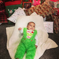 Grinchmas Baby Boys Girls 0-24M Infant Baby Christmas Clothes Set Letter Print Long Sleeve Romper + Fur Plush Suspender Pants/Skirts