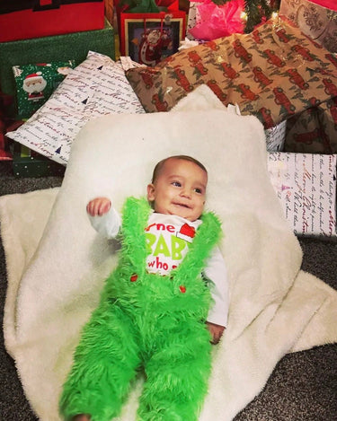 Grinchmas Baby Boys Girls 0-24M Infant Baby Christmas Clothes Set Letter Print Long Sleeve Romper + Fur Plush Suspender Pants/Skirts