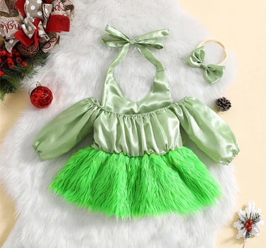 0-18M Baby Girls Christmas Cute Romper 2pcs Outfits Long Sleeve Halter Heart Print Jumpsuits Dress with Headband