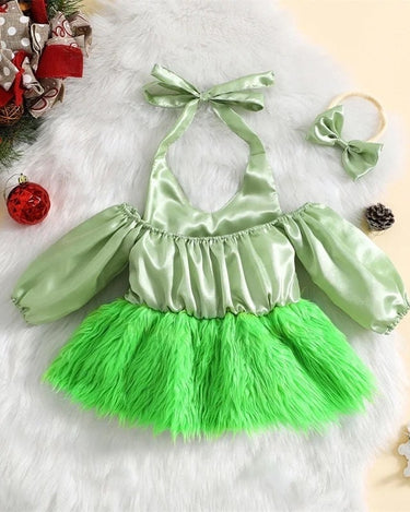 0-18M Baby Girls Christmas Cute Romper 2pcs Outfits Long Sleeve Halter Heart Print Jumpsuits Dress with Headband