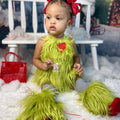 Baby Girls Furry Christmas Romper with Leg Warmers