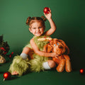 Baby Girls Furry Christmas Romper with Leg Warmers