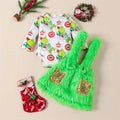 Christmas Newborn Baby Girls Clothes Sets Cartoon Print Long Sleeve O-neck Bodysuits+Fur Suspender Skirts/Pants Xmas Outfits