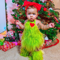 Baby Girls Furry Christmas Romper with Leg Warmers