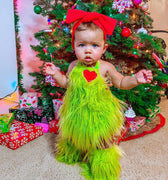 Baby Girls Furry Christmas Romper with Leg Warmers