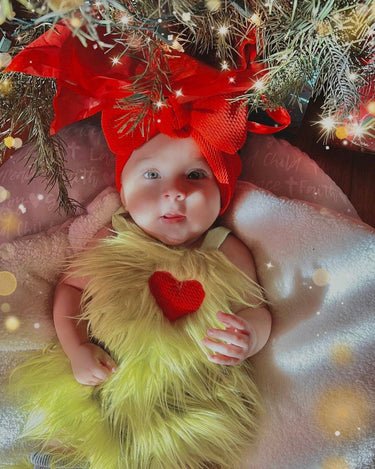 Baby Girls Furry Christmas Romper with Leg Warmers