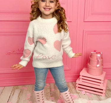 Pearl Toddler Girls Valentine Hearts Sweater