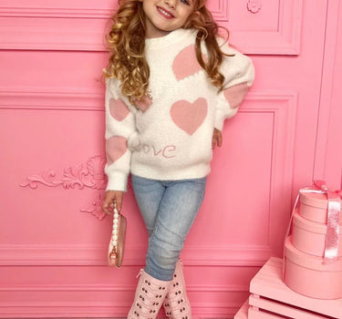 Pearl Toddler Girls Valentine Hearts Sweater