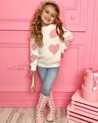 Pearl Toddler Girls Valentine Hearts Sweater