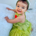 Baby Girls Grinchmas Baby Girl 2Pcs Faux Fur Tulle Christmas Outfits Sleeveless Halter Dress + Leg Warmers Set Green Halloween Christmas