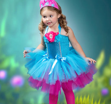 Girls Trolls Inspired Princess Poppy Dazzle Tutu Costume Dress