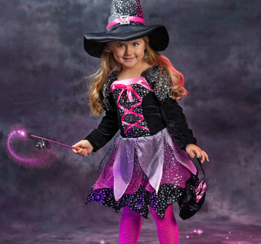 Girls Magician Witch Costume Dress Set