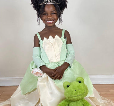 Frog Princess Tiana Inspired Costume Dress with Arm Sleeves - Magical Princess Outfit