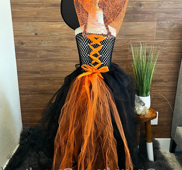 Halloween Witch Costume Flare Sleeve Long Tutu Dress