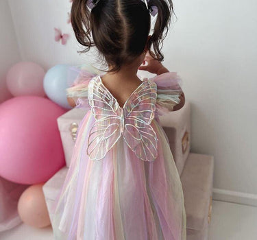 Pastel Fairy Wings Dress – Baby Girl Birthday Tutu for Cake Smash & Photos