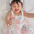 Butterfly Garden Baby Dress – Floral Birthday & Cake Smash Outfit (Cream Pink)
