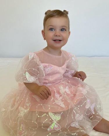 Luxe Sequin Butterfly Dress – Pink Tulle Birthday & Party Outfit