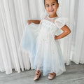 Elsa Frozen Princess Dress – Sparkly White & Blue Tulle Gown for Girls
