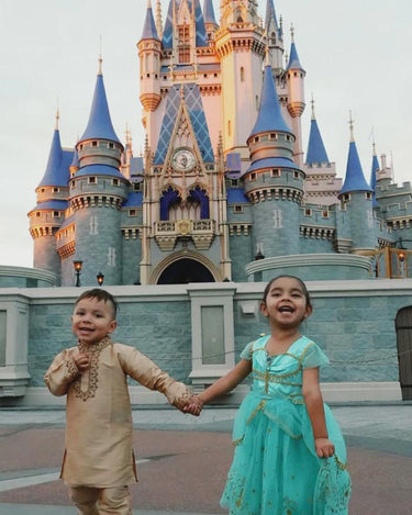 Genie Princess Dress – Jasmine-Inspired Teal & Gold Birthday Party Costume