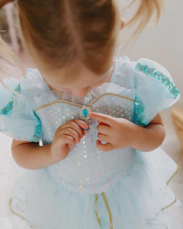 Elsa Snow Queen Dress – Light Blue Frozen Birthday Gown with Starry Sheer Train