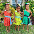 Flintstones-Inspired Toddler Costume Dress Set – Pebbles & Bamm-Bamm Style with Matching Headbands