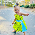 Flintstones-Inspired Toddler Costume Dress Set – Pebbles & Bamm-Bamm Style with Matching Headbands