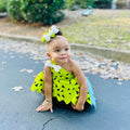 Flintstones-Inspired Toddler Costume Dress Set – Pebbles & Bamm-Bamm Style with Matching Headbands