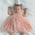Peach Daisy First Birthday Dress with Matching “1” Party Crown – Baby Girl Outfit for Cake Smash & Photos
