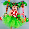 Lilo Inspired Baby Toddler Girls Tutu Dress with Leaf Headband – Hawaiian Luau Outfit