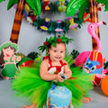 Lilo Inspired Baby Toddler Girls Tutu Dress with Leaf Headband – Hawaiian Luau Outfit
