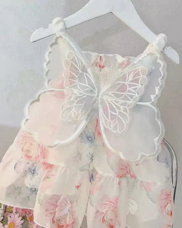 Butterfly Garden Baby Dress – Floral Birthday & Cake Smash Outfit (Cream Pink)