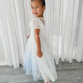 Elsa Frozen Princess Dress – Sparkly White & Blue Tulle Gown for Girls