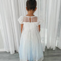 Elsa Frozen Princess Dress – Sparkly White & Blue Tulle Gown for Girls