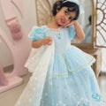 Elsa Snow Queen Dress – Light Blue Frozen Birthday Gown with Starry Sheer Train